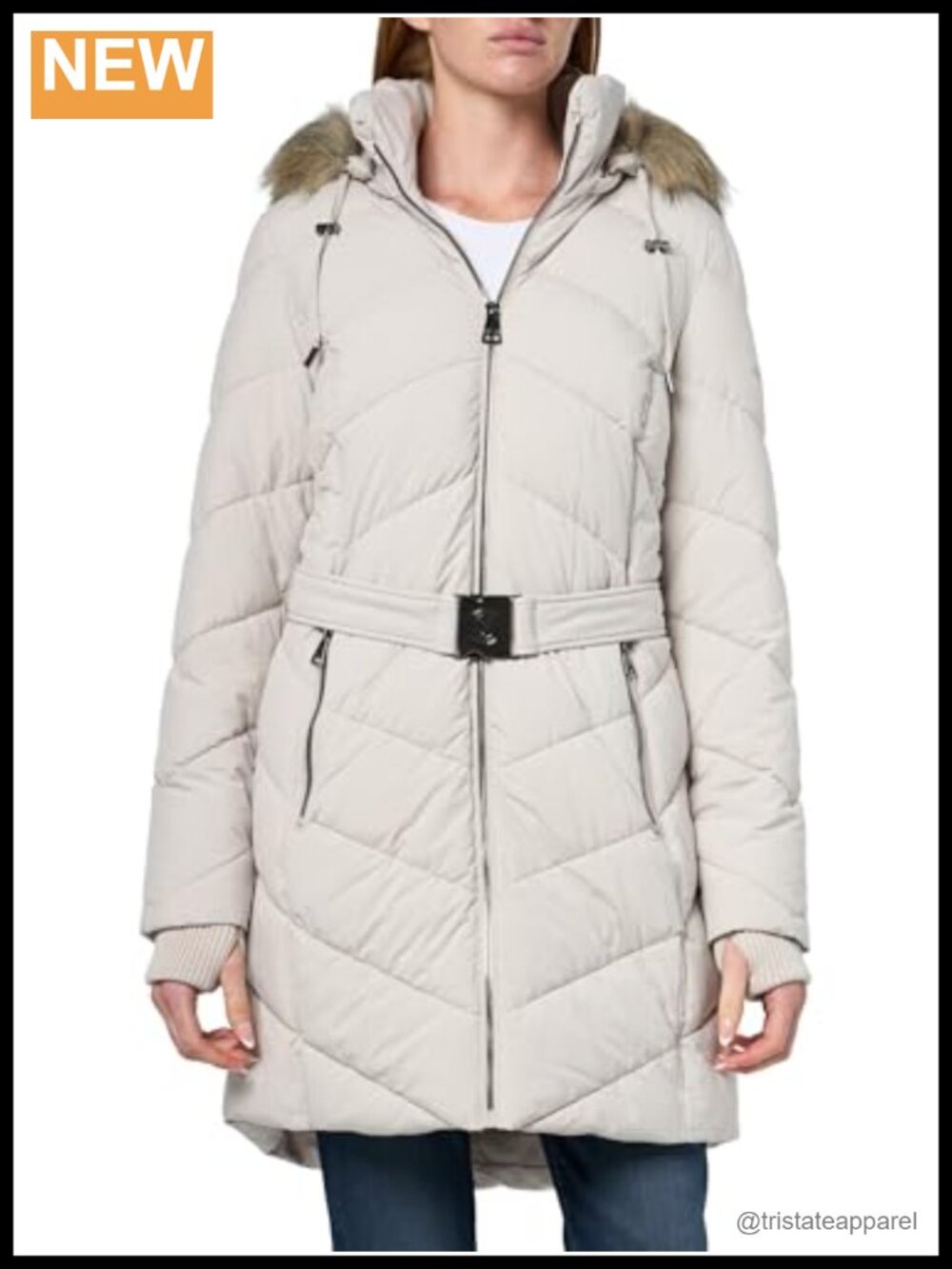 Women's Heavyweight Stretch Puffer Jacket with Faux Fur Trim Detachable Hood